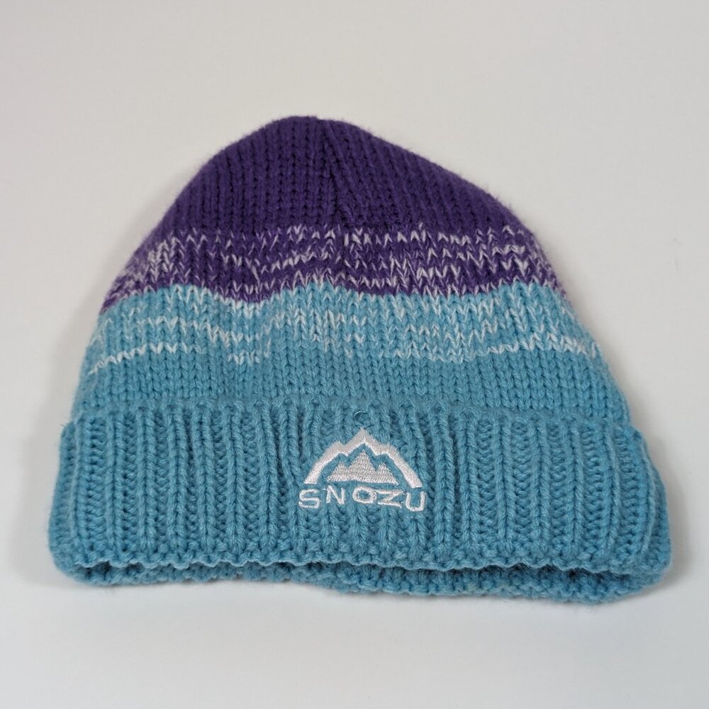 Snozu Purple Blue Knit Winter Beanie 4T